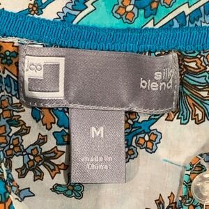 JCP Womens Silky‎ Blend Paisley Print Button Down 3/4 Sleeve Shirt Medium